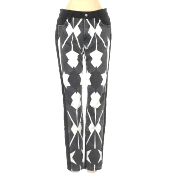 Revolve l Joes Jeans Unique Geometric White & Black Pants 65% Lyocell 33% Cotton - Picture 2 of 6